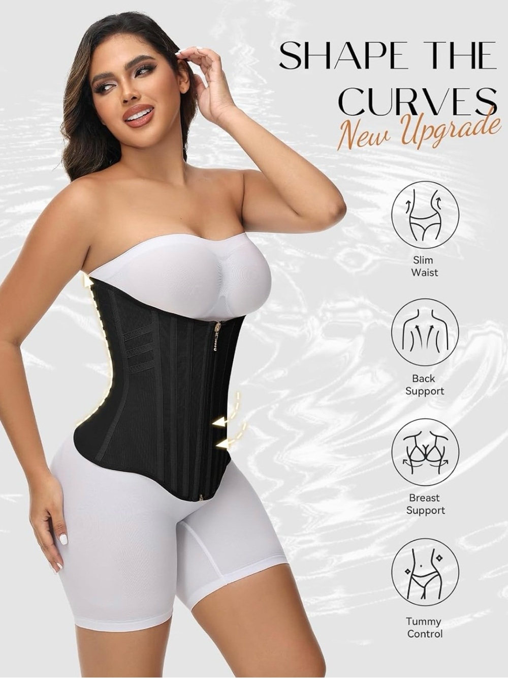 Waist-Defining Black Waist Trainer Corset - Shaping Support